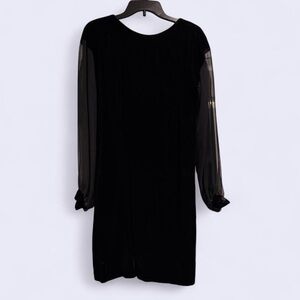 Vintage Black Velvet Dress with Sheer Puff Sleeves